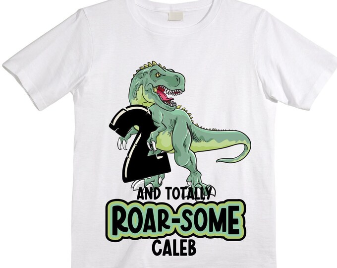 Personalized Two Rex Dinosaur theme Birthday Shirt. Two Birthday. Boy's Dino Birthday Shirt. Dinosaur Birthday Shirt.