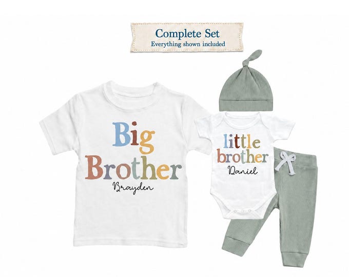Big Brother/Little Brother Matching Sibling Set. Baby Shower Gift. Take Home Outfit. Matching Brother Set