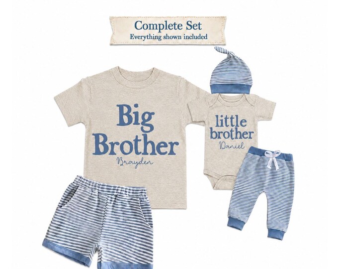 Big Brother/Little Brother Matching Sibling Set. Baby Shower Gift. Take Home Outfit. Matching Brother Set