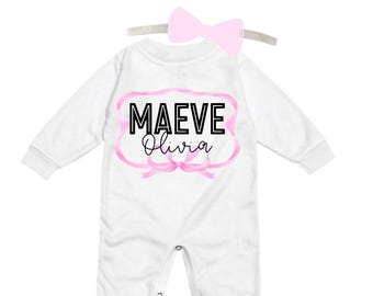 Personalized Name Baby Outfit. Baby Shower Gift. New Born Bring Home Outfit.