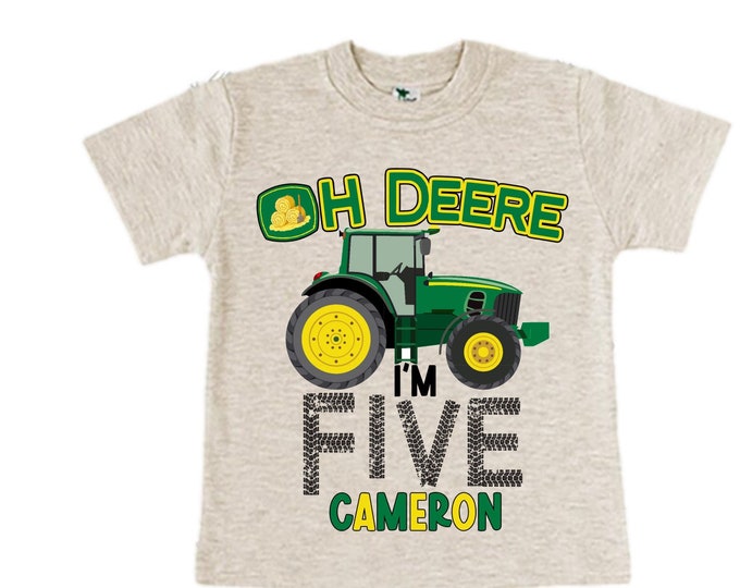 Personalized Green Tractor Truck FIVE Raglan Monster Truck theme Birthday Shirt. FIVE Birthday. Racing Birthday . Tractor Truck Birthday .