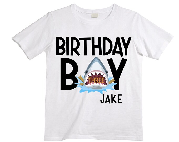 Being THREE is JAW-SOME Birthday Three theme Birthday Shirt. 3rd Birthday. Ocean Birthday Shirt. Shark Theme Birthday Shirt.
