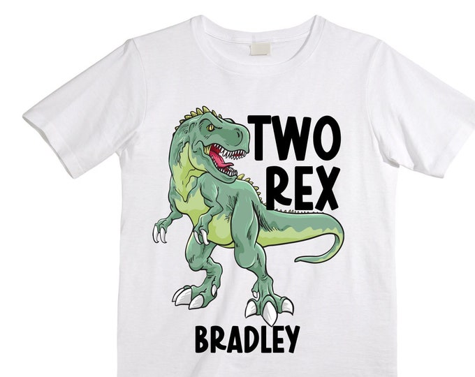 Personalized Two Rex Dinosaur theme Birthday Shirt. Two Birthday. Boy's Dino Birthday Shirt. Dinosaur Birthday Shirt.