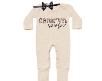 Personalized Name Baby Outfit. Baby Shower Gift. New Born Bring Home Outfit.