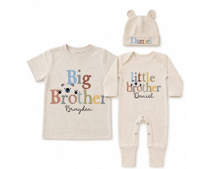 Big Brother/Little Brother Matching Sibling Set. Baby Shower Gift. Take Home Outfit. Matching Sibling Set