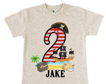 Personalized Pirate Ship theme Birthday Shirt. Two Birthday. Boy's Pirate Birthday. Shiver Me Timbers. Ahoy Matey. Arr. Arragh Shirt. Pirate