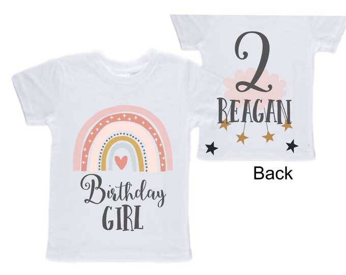 Personalized Rainbow TWO Birthday Girl Shirt. Cake Smash Sleeve Birthday Shirt. TWO . Birthday Shirt