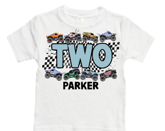 Personalized Monster Truck 2nd Birthday Shirt