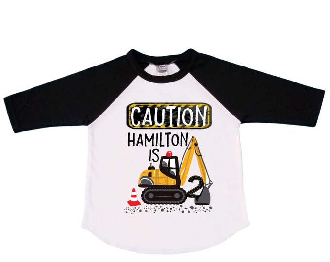 Personalized Construction Themed Digger Truck Construction theme Birthday Shirt. Two Birthday. Boy's Truck Birthday . Construction Shirt.