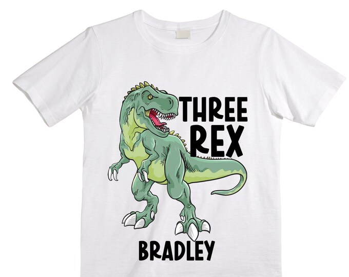 Personalized Dinosaur theme Birthday Shirt. Three Birthday. Boy's Dino Birthday Shirt. Dinosaur Birthday Shirt. THREE Rex