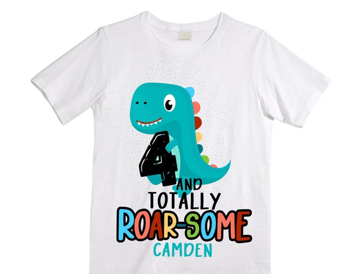 Personalized Dinosaur theme Birthday Shirt. Three Birthday. Boy's Dino Birthday Shirt. Dinosaur Birthday Shirt. THREE Rex