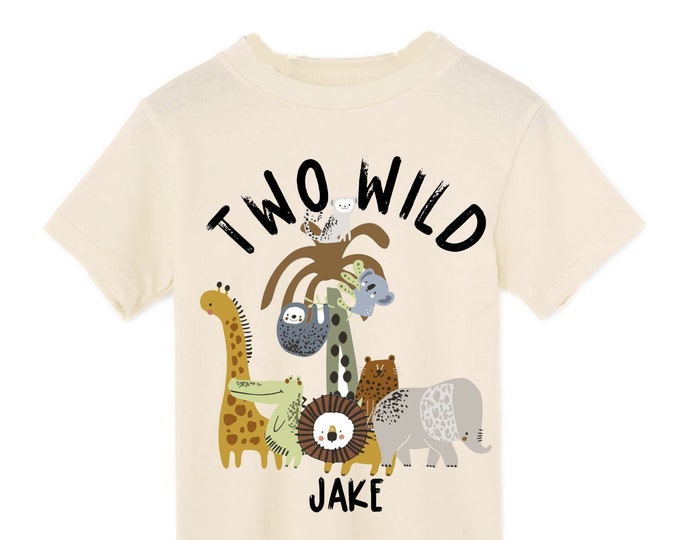 Personalized Let's Get Wild Safari theme Birthday Shirt. Two Birthday. Boy's Safari Birthday Shirt. Jungle Safari Birthday Shirt.