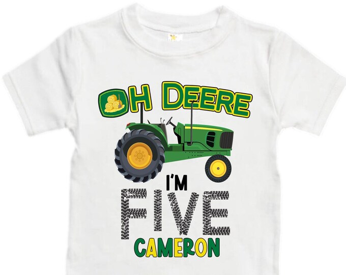 Personalized Green Tractor Truck FIVE Raglan Monster Truck theme Birthday Shirt. FIVE Birthday. Racing Birthday . Tractor Truck Birthday .