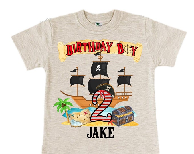 Personalized Pirate Ship theme Birthday Shirt. Two Birthday. Boy's Pirate Birthday. Shiver Me Timbers. Ahoy Matey. Arr. Arragh Shirt. Pirate