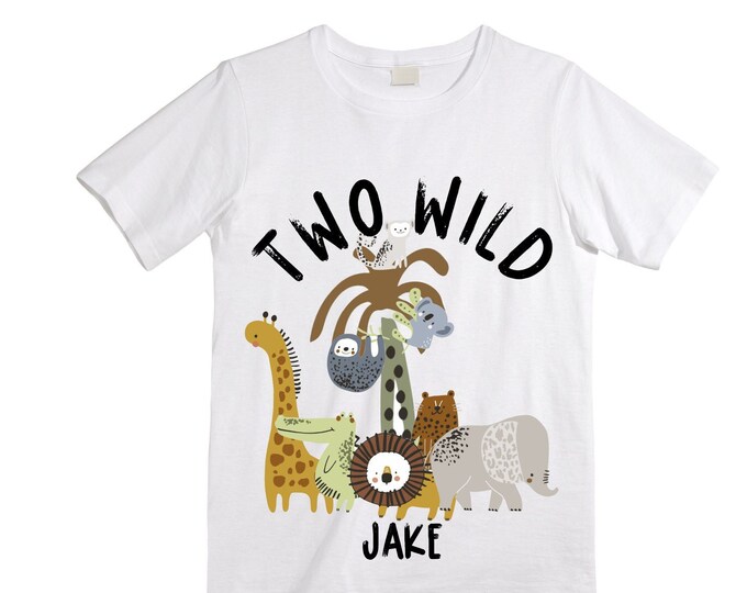 Personalized Let's Get Wild Safari theme Birthday Shirt. Two Birthday. Boy's Safari Birthday Shirt. Jungle Safari Birthday Shirt.