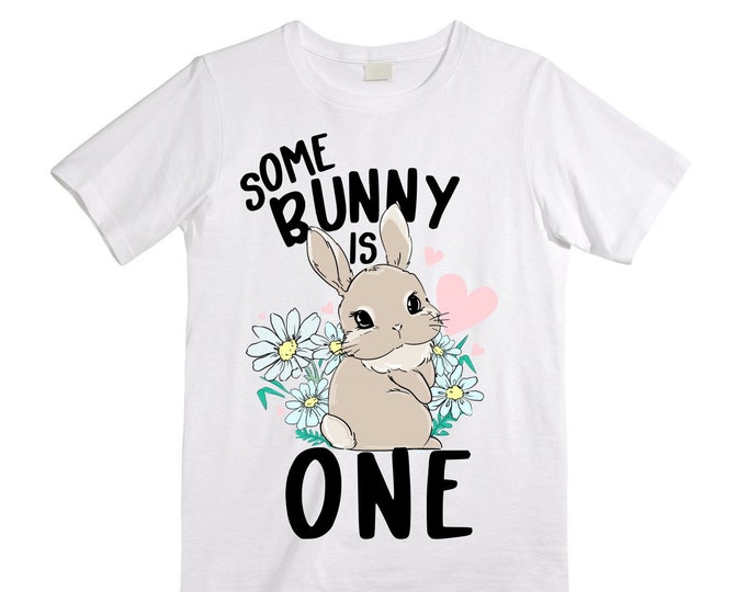 Some BUNNY is TWO - Bunny Rabbit Theme Birthday Girl Shirt. Cake Smash Sleeve Birthday Shirt. TWO . Birthday Shirt