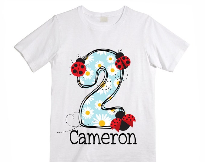Personalized Ladybug . Lady Bug Themed Birthday TWO Birthday Girl Shirt. Cake Smash Birthday Shirt. TWO . Birthday Shirt