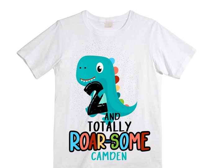 Personalized Two Rex Dinosaur theme Birthday Shirt. Two Birthday. Boy's Dino Birthday Shirt. Dinosaur Birthday Shirt.
