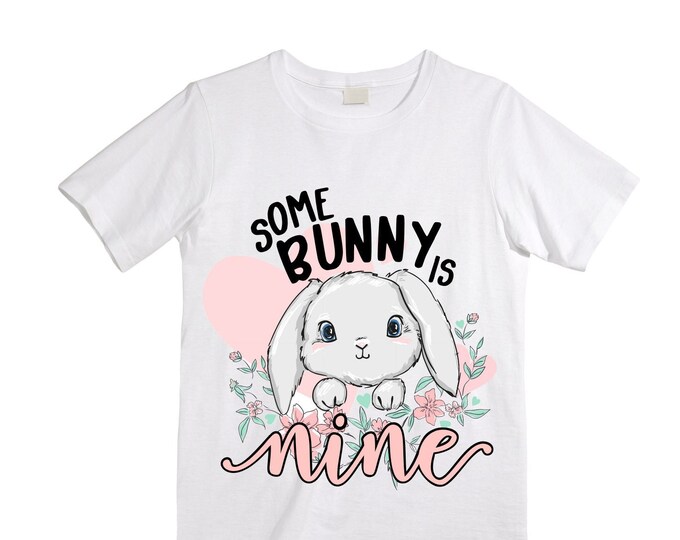 Personalized Some BUNNY is NINE Rabbit Bunny themed NINE Birthday Girl Shirt. Cake Smash Short Sleeve Birthday Shirt. 9th . Birthday Shirt