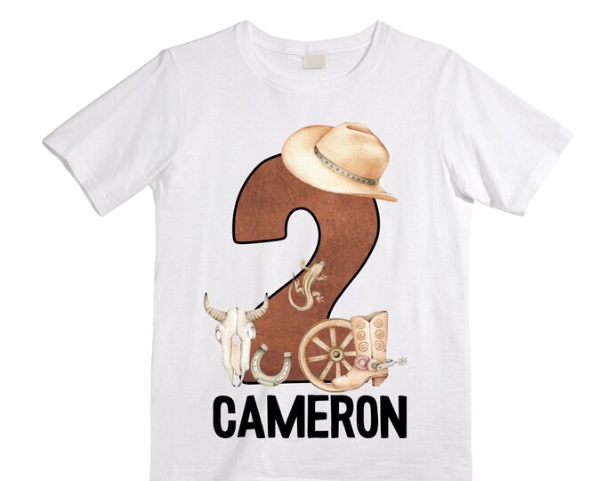 Personalized Farm Wild West / Cowboy / Western Themed Birthday Shirt. Two Birthday. Boy's Tractor Birthday Shirt.  Farm Birthday Shirt.