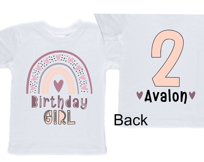 Personalized Rainbow TWO Birthday Girl Shirt. Cake Smash Sleeve Birthday Shirt. TWO . Birthday Shirt