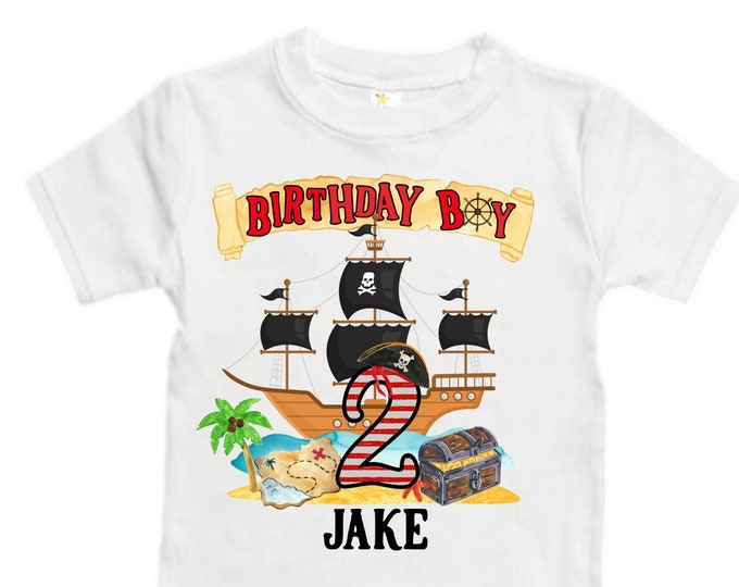 Personalized Pirate Ship theme Birthday Shirt. Two Birthday. Boy's Pirate Birthday. Shiver Me Timbers. Ahoy Matey. Arr. Arragh Shirt. Pirate