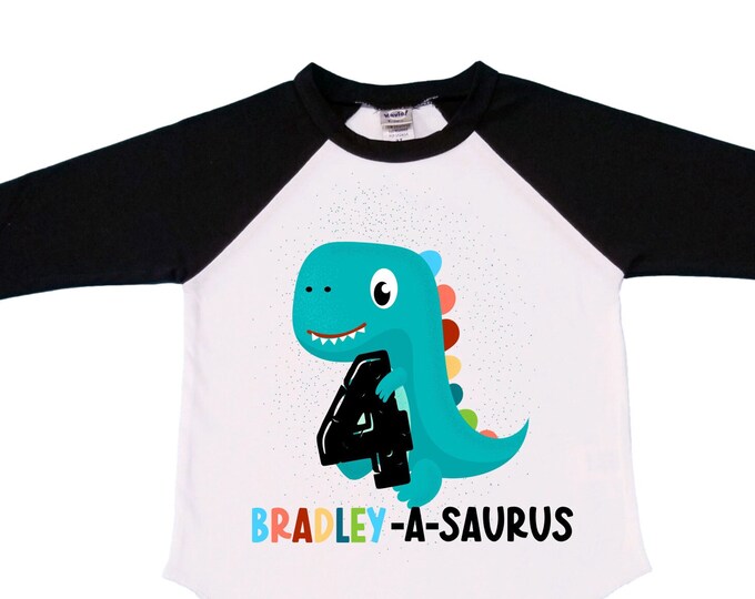 Personalized Dinosaur theme Birthday Shirt. Three Birthday. Boy's Dino Birthday Shirt. Dinosaur Birthday Shirt. THREE Rex