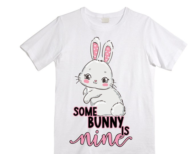 Personalized Some BUNNY is NINE Rabbit Bunny themed NINE Birthday Girl Shirt. Cake Smash Short Sleeve Birthday Shirt. 9th . Birthday Shirt