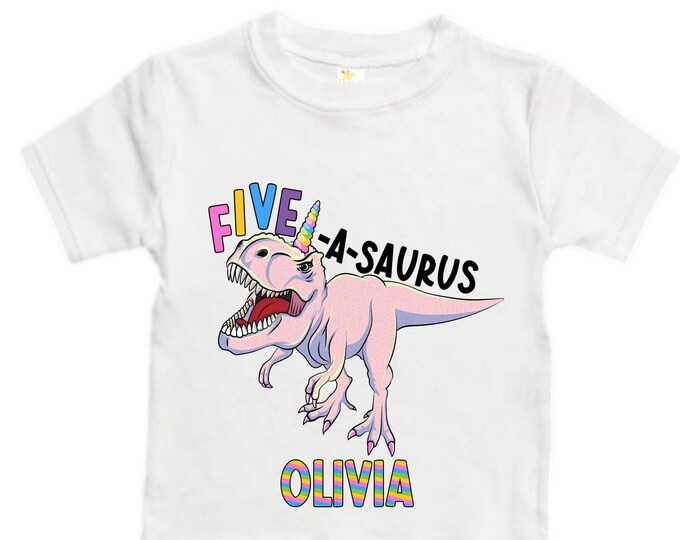 Personalized Dinosaur theme Birthday Shirt. Three Birthday. Girl's Floral Dino Birthday Shirt. Dinosaur Birthday Shirt. Five A Saurus