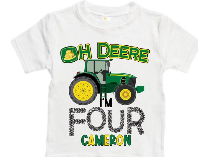 Personalized Tractor FOUR  Raglan Monster Truck theme Birthday Shirt. Two Birthday. Boy's Racing Birthday . Tractor Birthday .