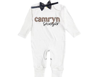 Personalized Name Baby Outfit. Baby Shower Gift. New Born Bring Home Outfit.