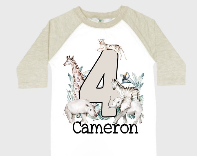 Personalized Let's Get Wild Birthday Shirt. FOUR  Birthday. Boy's Truck Birthday Shirt. Safari Birthday Shirt.