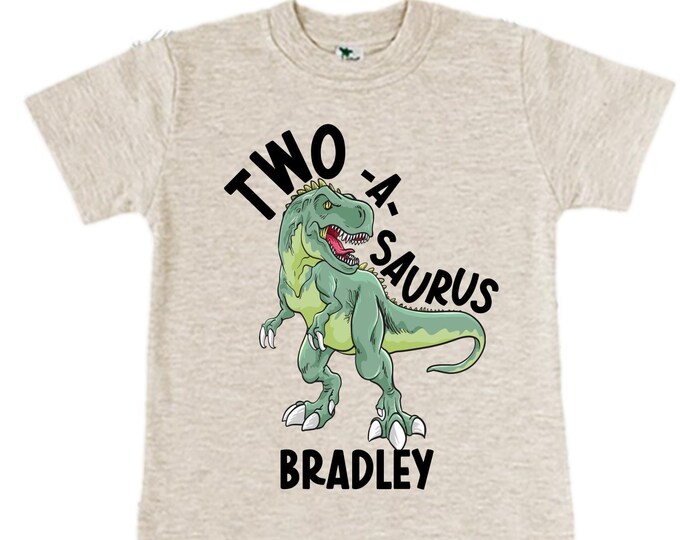 Personalized Two Rex Dinosaur theme Birthday Shirt. Two Birthday. Boy's Dino Birthday Shirt. Dinosaur Birthday Shirt.