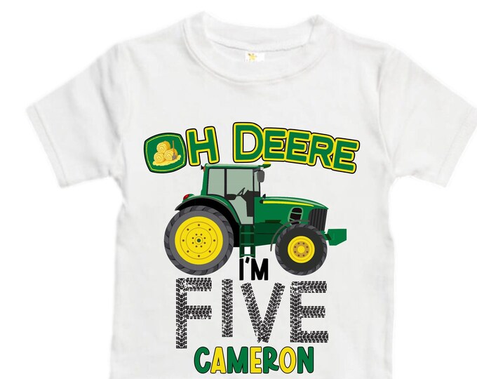 Personalized Green Tractor Truck FIVE Raglan Monster Truck theme Birthday Shirt. FIVE Birthday. Racing Birthday . Tractor Truck Birthday .