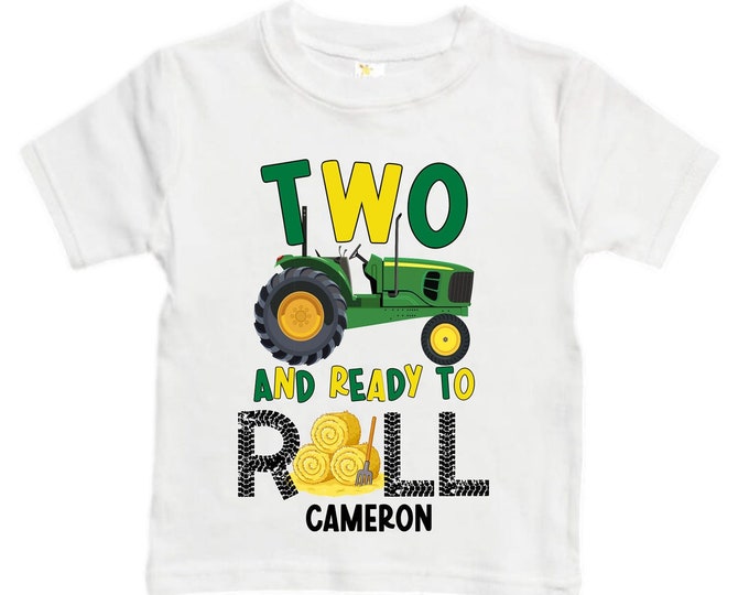 Personalized Farm Tractor Farm Animal theme Birthday Shirt. Two Birthday. Boy's Tractor Birthday Shirt.  Farm Birthday Shirt.