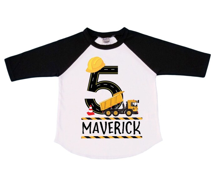 Personalized 5 Trash Dump Truck Construction FIVE theme Birthday Shirt. FIVE Birthday. Birthday. Trash Truck Birthday .