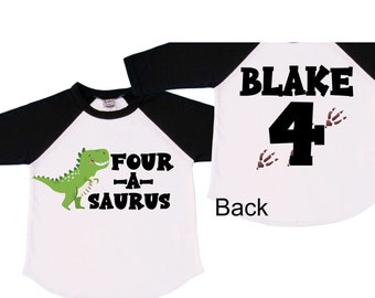Personalized Dinosaur theme Birthday Shirt. Three Birthday. Boy's Dino Birthday Shirt. Dinosaur Birthday Shirt. THREE Rex