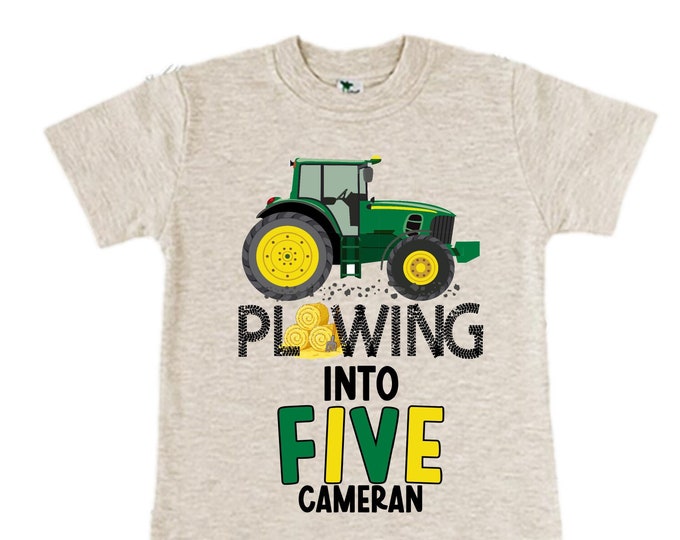 Personalized Green Tractor Truck FIVE Raglan Monster Truck theme Birthday Shirt. FIVE Birthday. Racing Birthday . Tractor Truck Birthday .