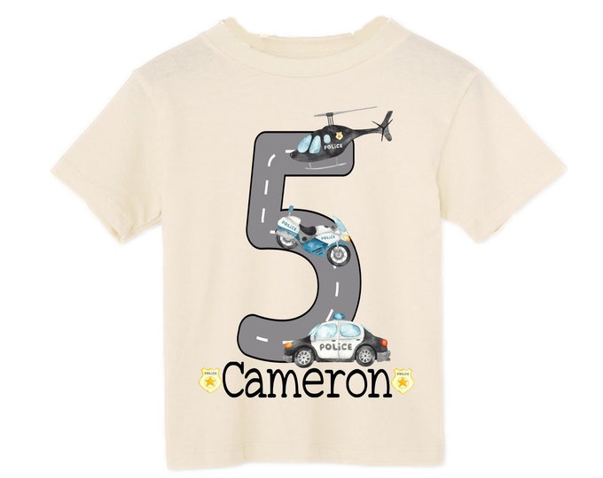 Personalized Hands Up! I'm 5 FIVE Raglan Monster Truck theme Birthday Shirt. FIVE Birthday. Boy's Police Birthday . Police Birthday .