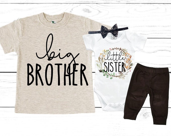 Big Brother/Little Sister Matching Sibling Set. Baby Shower Gift. Take Home Outfit. Matching Sibling Set