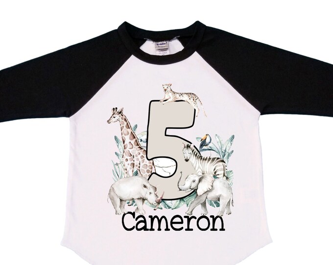Personalized Let's Get Wild Birthday Shirt. FIVE Birthday. Boy's Safari Shirt. Safari Themed Birthday Shirt.