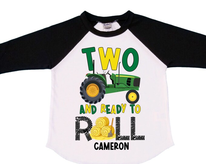 Personalized Farm Tractor Farm Animal theme Birthday Shirt. Two Birthday. Boy's Tractor Birthday Shirt.  Farm Birthday Shirt.