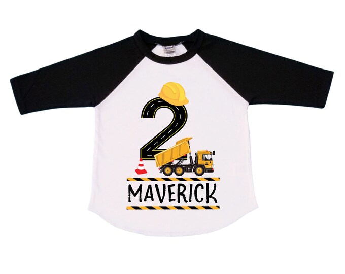 Personalized Construction Themed Dump Truck Construction theme Birthday Shirt. Two Birthday. Boy's Truck Birthday Shirt. Trash Shirt.
