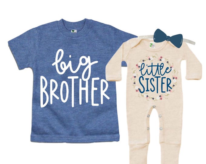 Big Brother/Little Sister Matching Sibling Set. Baby Shower Gift. Take Home Outfit. Matching Sibling Set