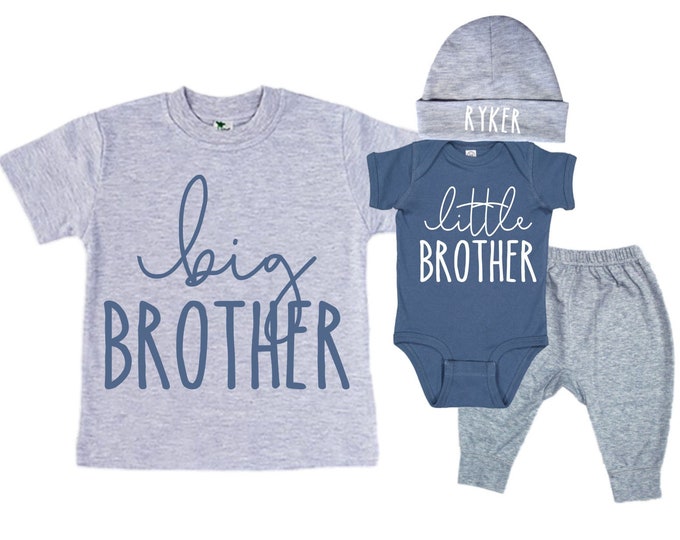 Big Brother/Little Brother Matching Sibling Set. Baby Shower Gift. Take Home Outfit. Matching Sibling Set