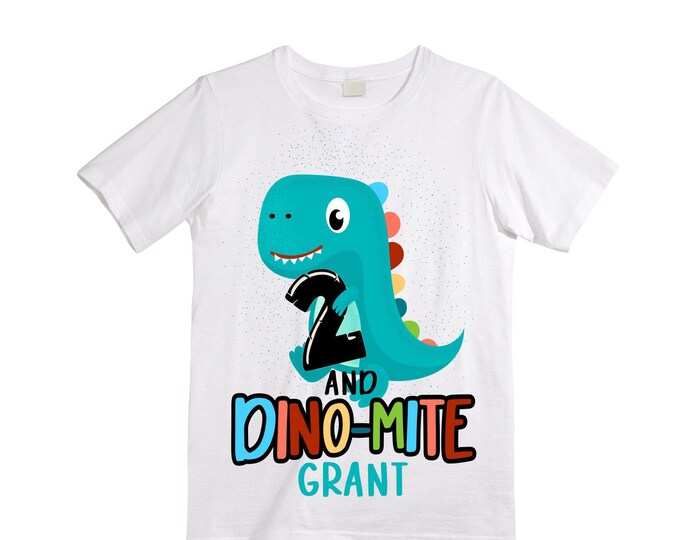 Personalized Two Rex Dinosaur theme Birthday Shirt. Two Birthday. Boy's Dino Birthday Shirt. Dinosaur Birthday Shirt.