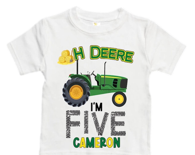 Personalized Green Tractor Truck FIVE Raglan Monster Truck theme Birthday Shirt. FIVE Birthday. Racing Birthday . Tractor Truck Birthday .