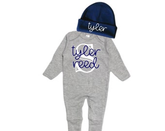 Personalized Name Baby Outfit. Baby Shower Gift. New Born Bring Home Outfit.