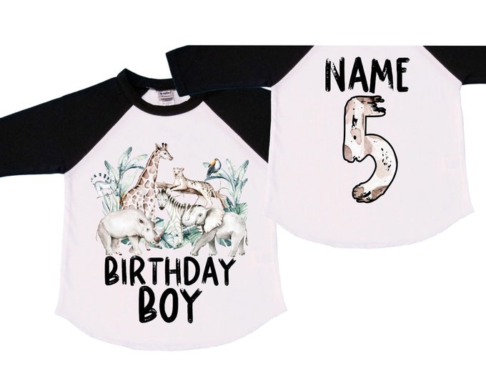 Personalized Let's Get Wild Birthday Shirt. FIVE Birthday. Boy's Safari Shirt. Safari Themed Birthday Shirt.