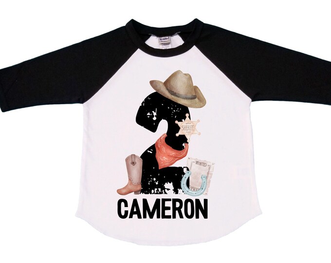 Personalized Farm Wild West / Cowboy / Western Themed Birthday Shirt. Two Birthday. Boy's Tractor Birthday Shirt.  Farm Birthday Shirt.